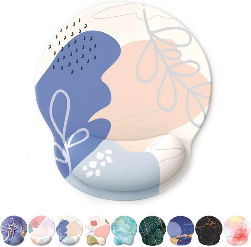 eulps Mouse Pad with Wrist Rest, Comfortable Computer Mousepad with Gel Wrist Support Smooth Surface and Non-Slip PU Base for Pain Relief, Laptop, Office & Home (Leafy Lushness) - Image 1